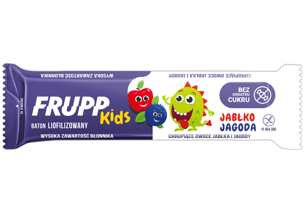 FRUPP Kids lyofilizovaná ovocná tyčinka s jablkami a čučoriedkami 9 g