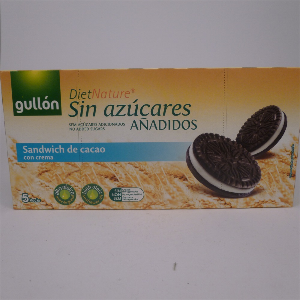 Gullón sušienky bez cukru s kakaovou krémovou náplňou oreo 210 g