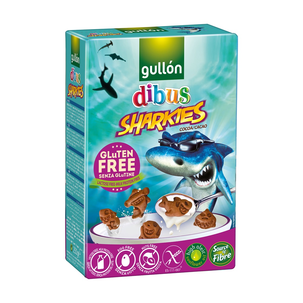 Gullón dibus sharkies bezgluténové kakaové sušienky 250 g