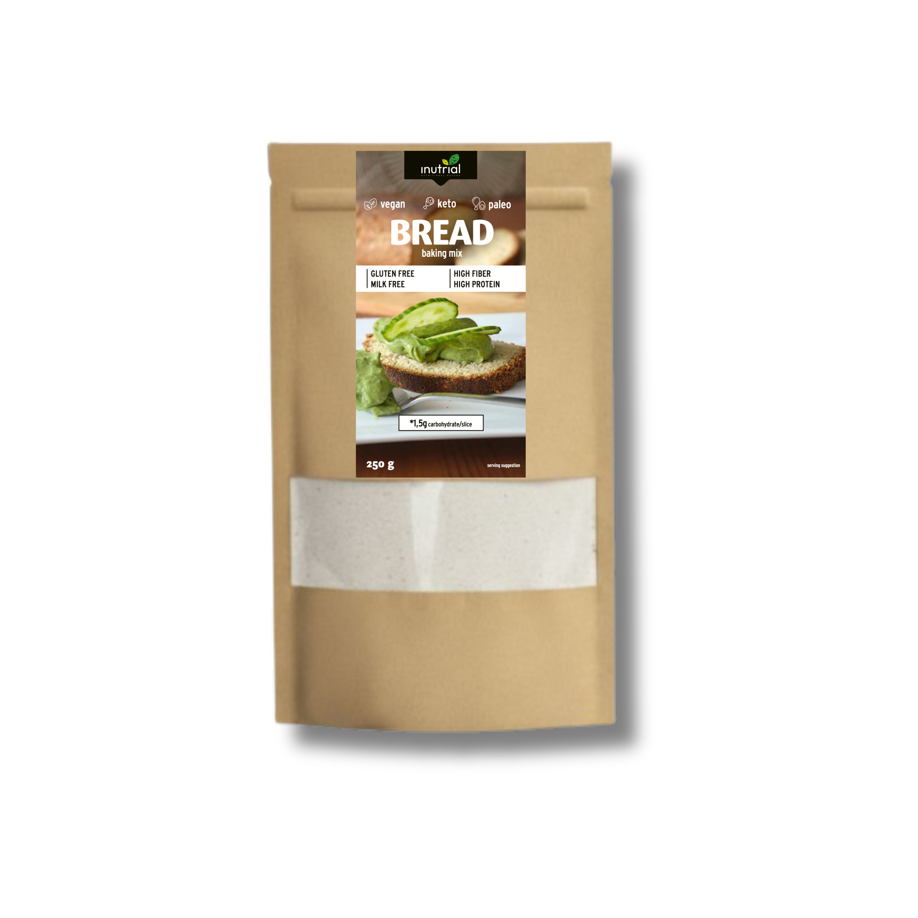 Inutrial keto vegan bread baking mix múčna zmes na chlieb 250 g
