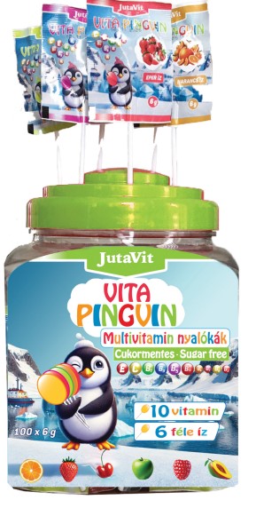 Jutavit vita pingvin bezcukrová cukrovinka rôznych chutí 6 g