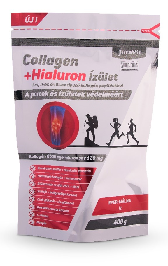 JutaVit kolagén+hyalurónová kĺbová jahodová kaša kolagénový prášok 400 g