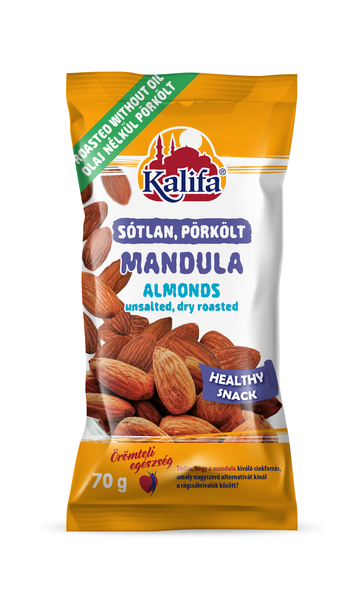 Kalifa pražené nesolené mandle 70 g