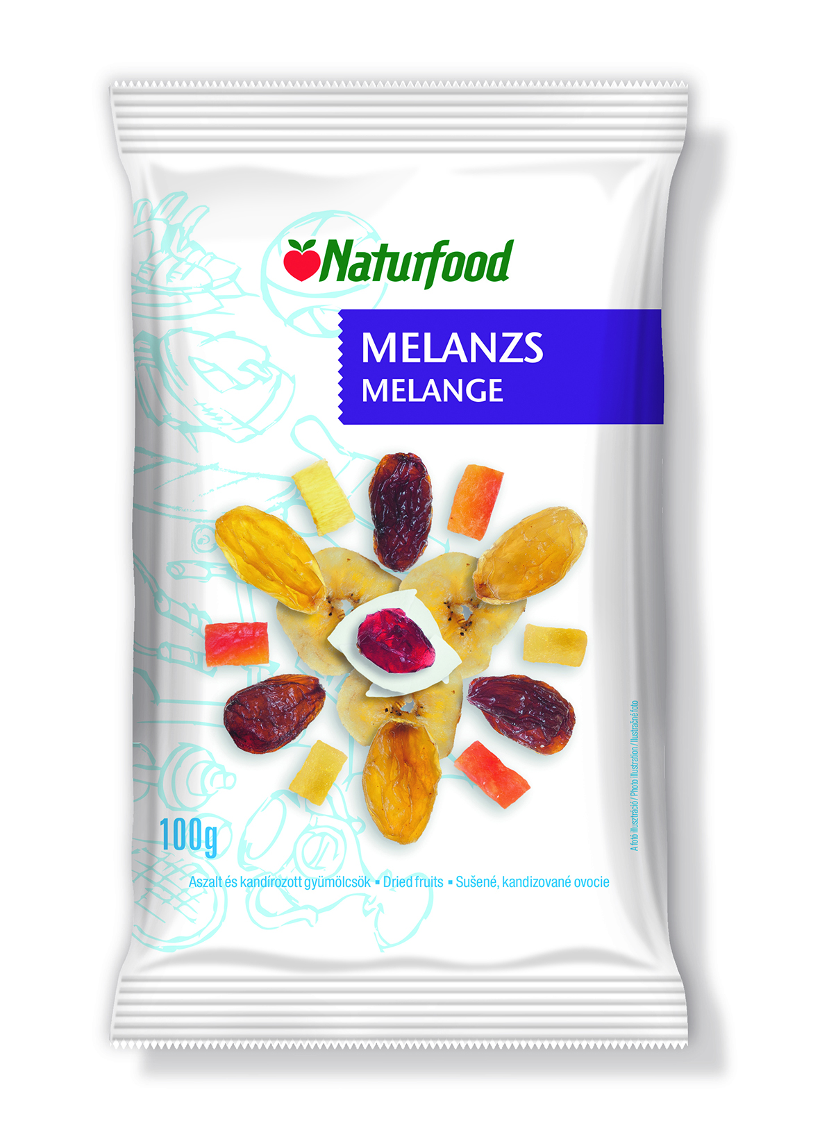 Naturfood zmes sušeného a kandizovaného ovocia 100g