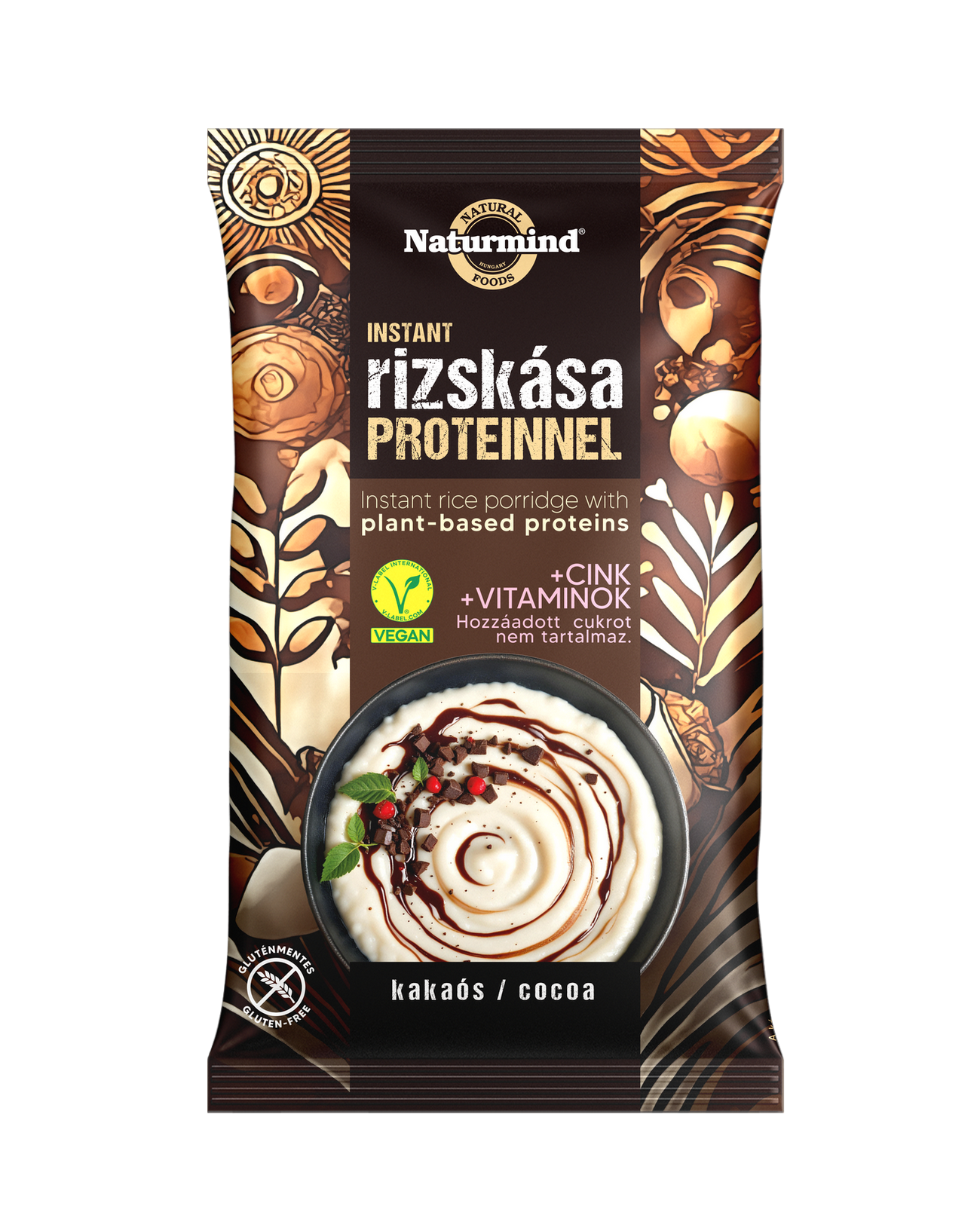 Naturmind proteínový bezlepkový instantný ryžový krém kakaový 44 g