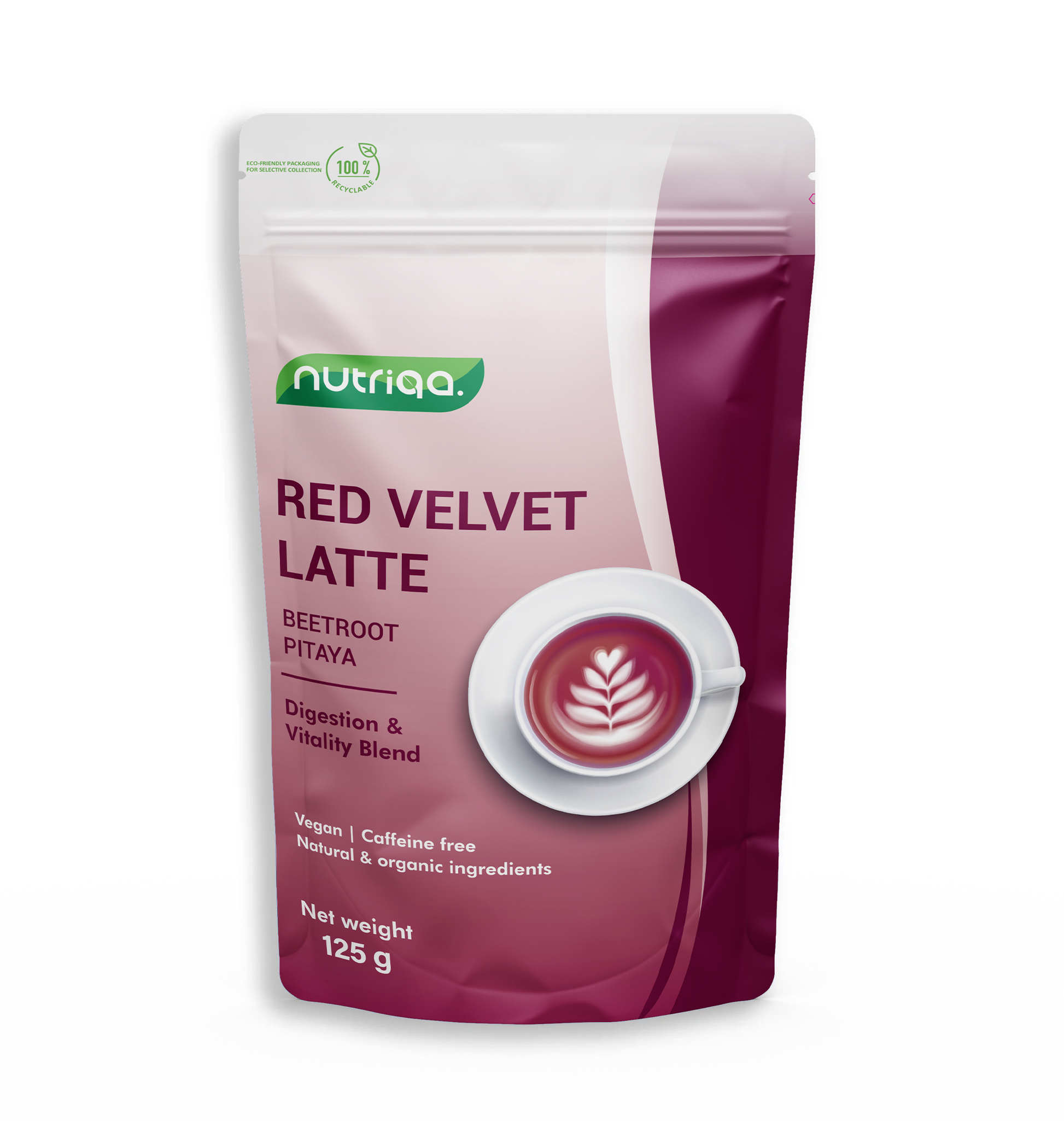 Nutriqa bio bezkofeínové vegánske latte cvikla-pitaya 125 g