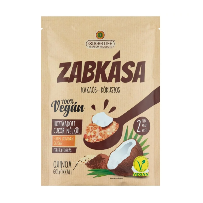 Vegánske ovsené vločky Oligolife s kakaom a kokosovými sladidlami 65 g