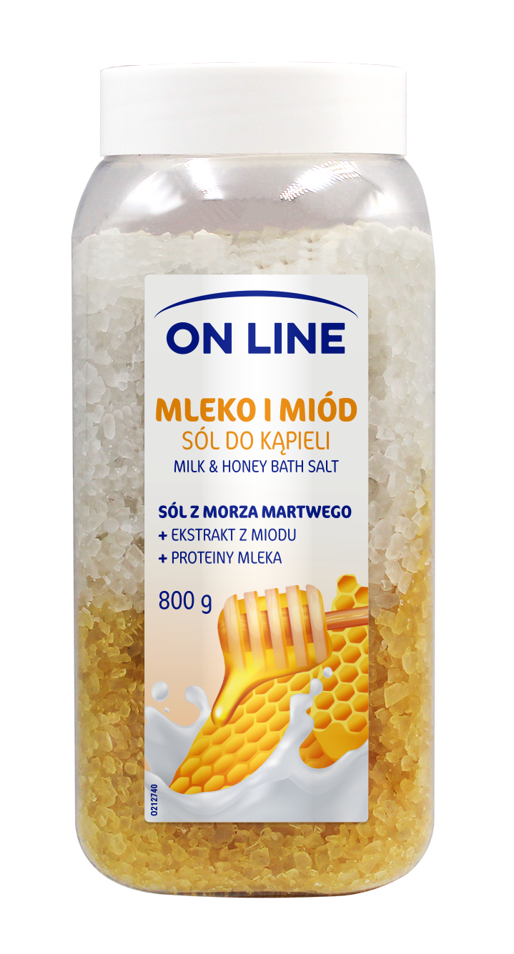 On Line relaxačná soľ do kúpeľa Mlieko a Med 800 g