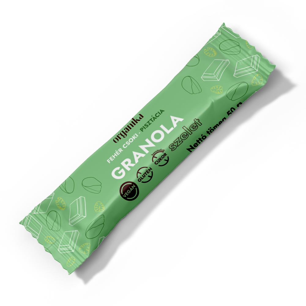 Organika granola tyčinka s pistáciami a bielou čokoládou 50 g