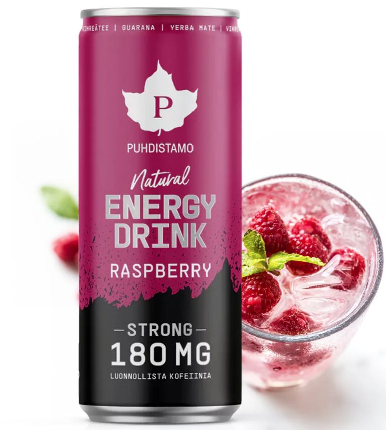 Puhdistamo prírodný energetický nápoj s príchuťou maliny 330 ml