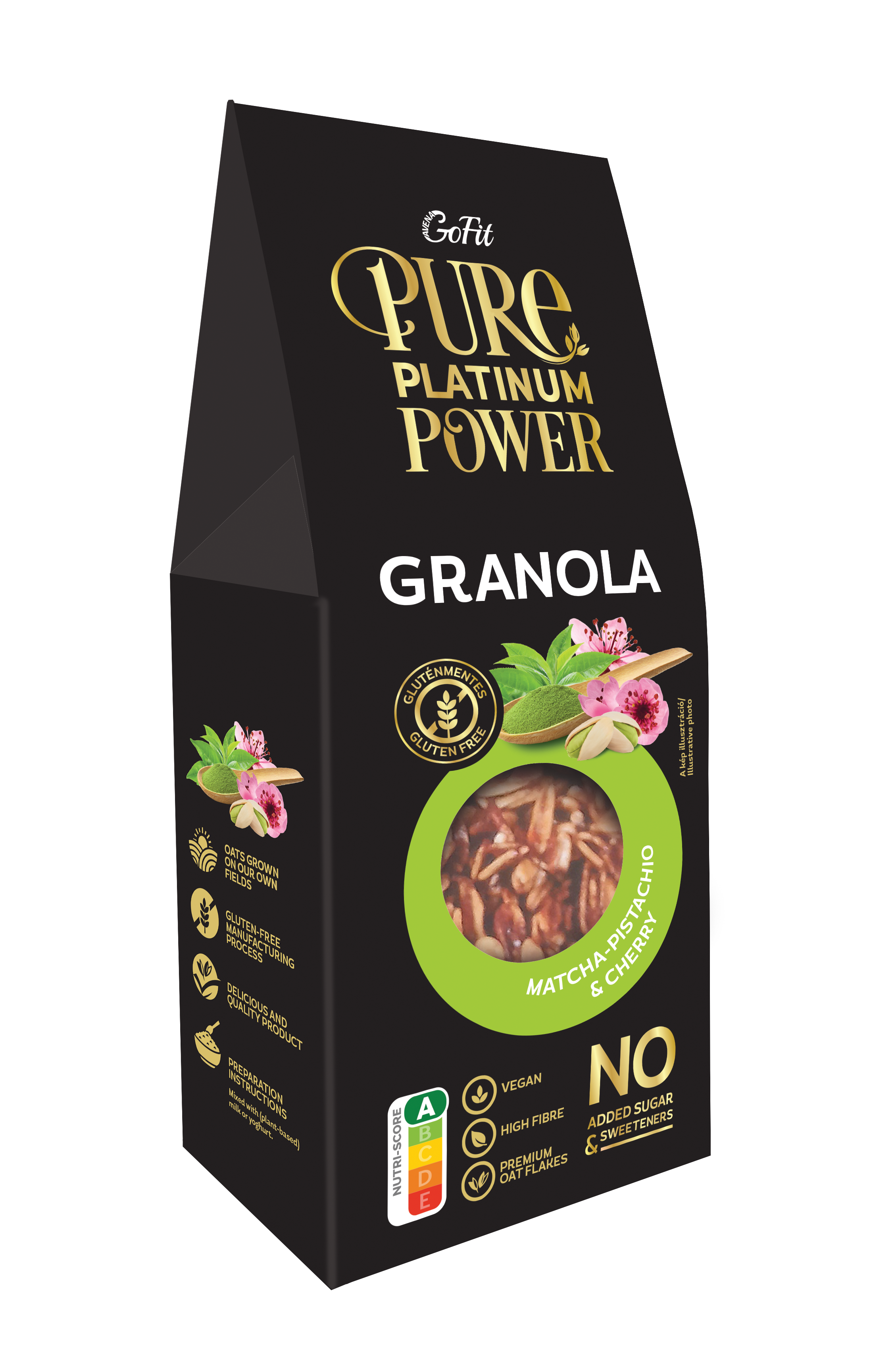 Pure Platinum Power granola bezlepková matcha-pistácia-čerešňová 225 g