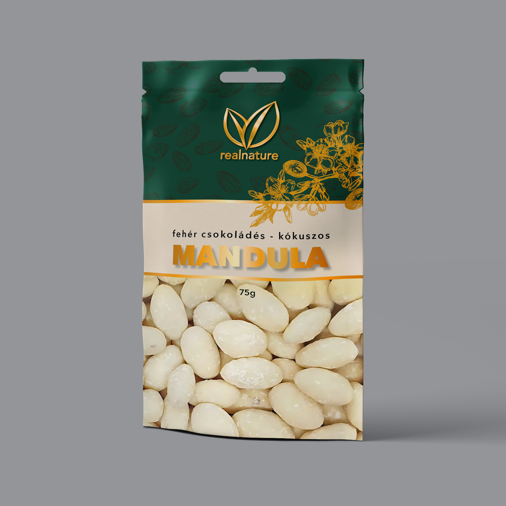 Real Nature kokosovo-biele čokoládové mandle 75 g