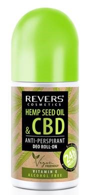 Revers cbd konopný olejový deodorant na potenie roll-on bez alkoholu 50 ml