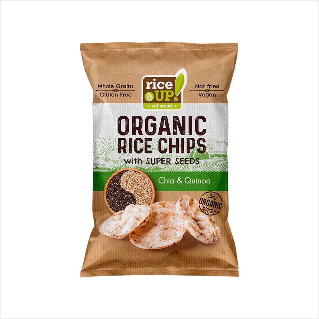 RICE UP Ryžové chipsy s chia a quinoou 25 g