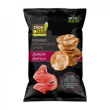 RiceUP! Hnedé ryžové čipsy s príchuťou Iberskej šunky 60 g