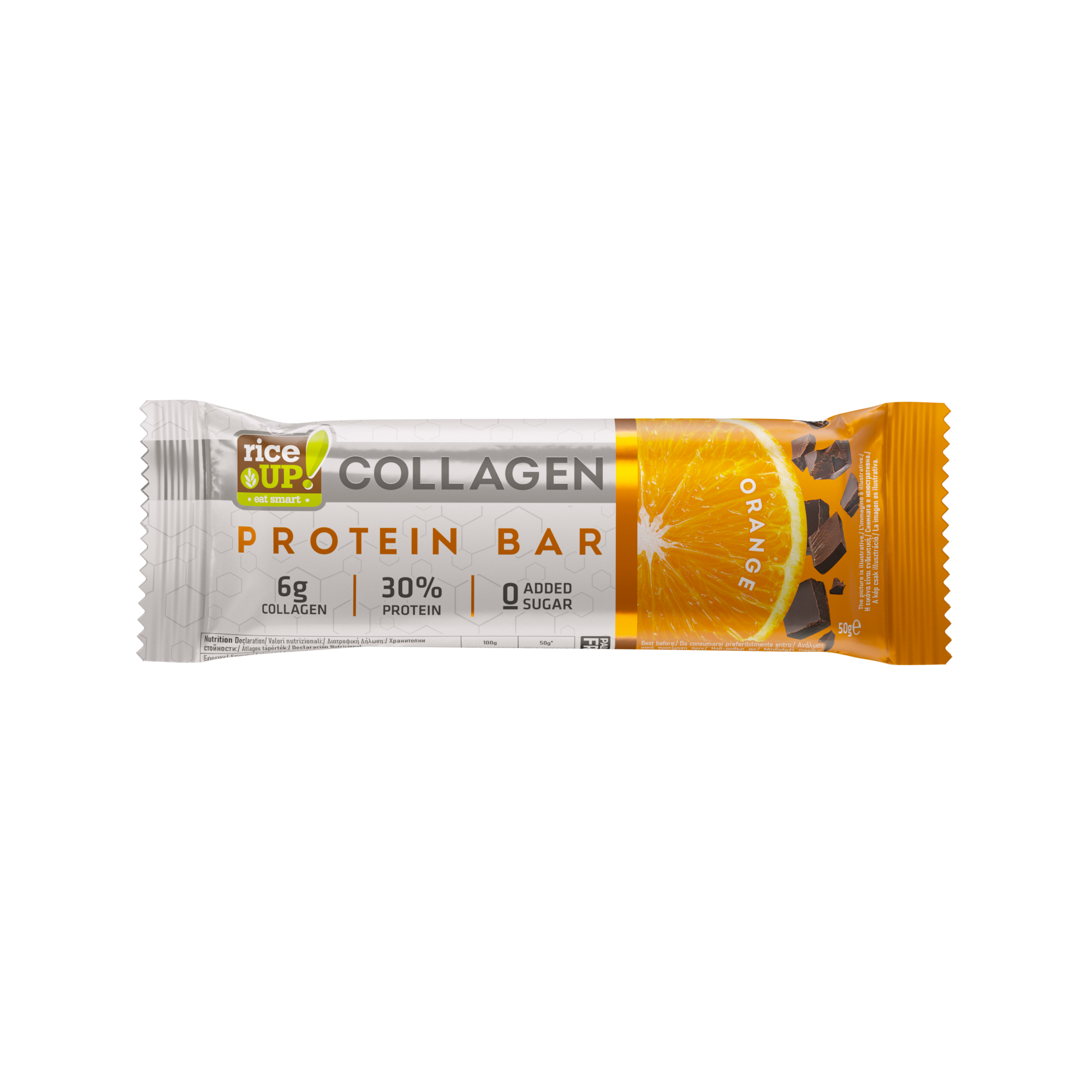 Rice Up Kolagénová proteínová tyčinka pomaranč 50 g