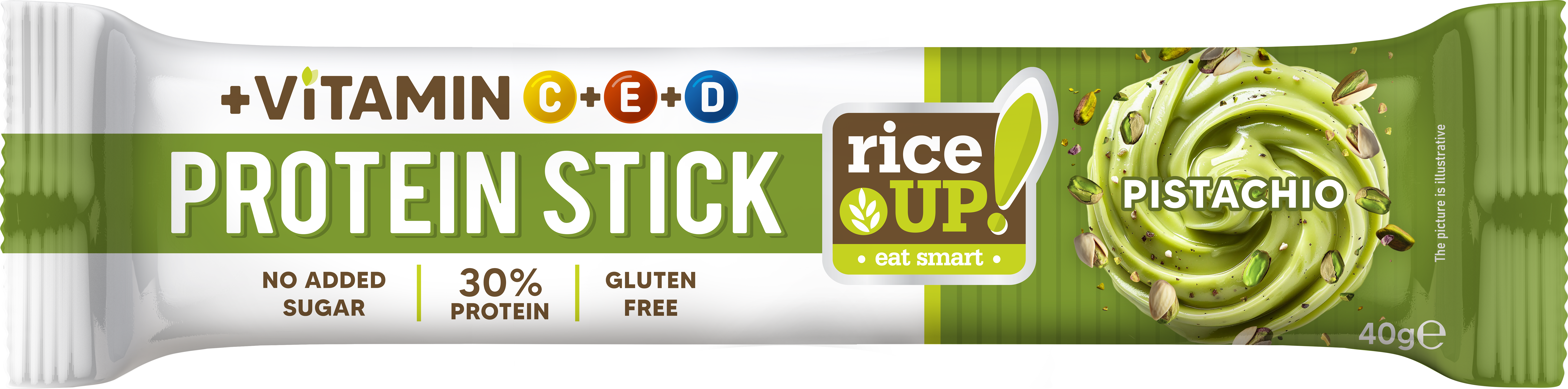 Rice Up proteínová tyčinka s vitamínmi príchuť pistácie 40 g