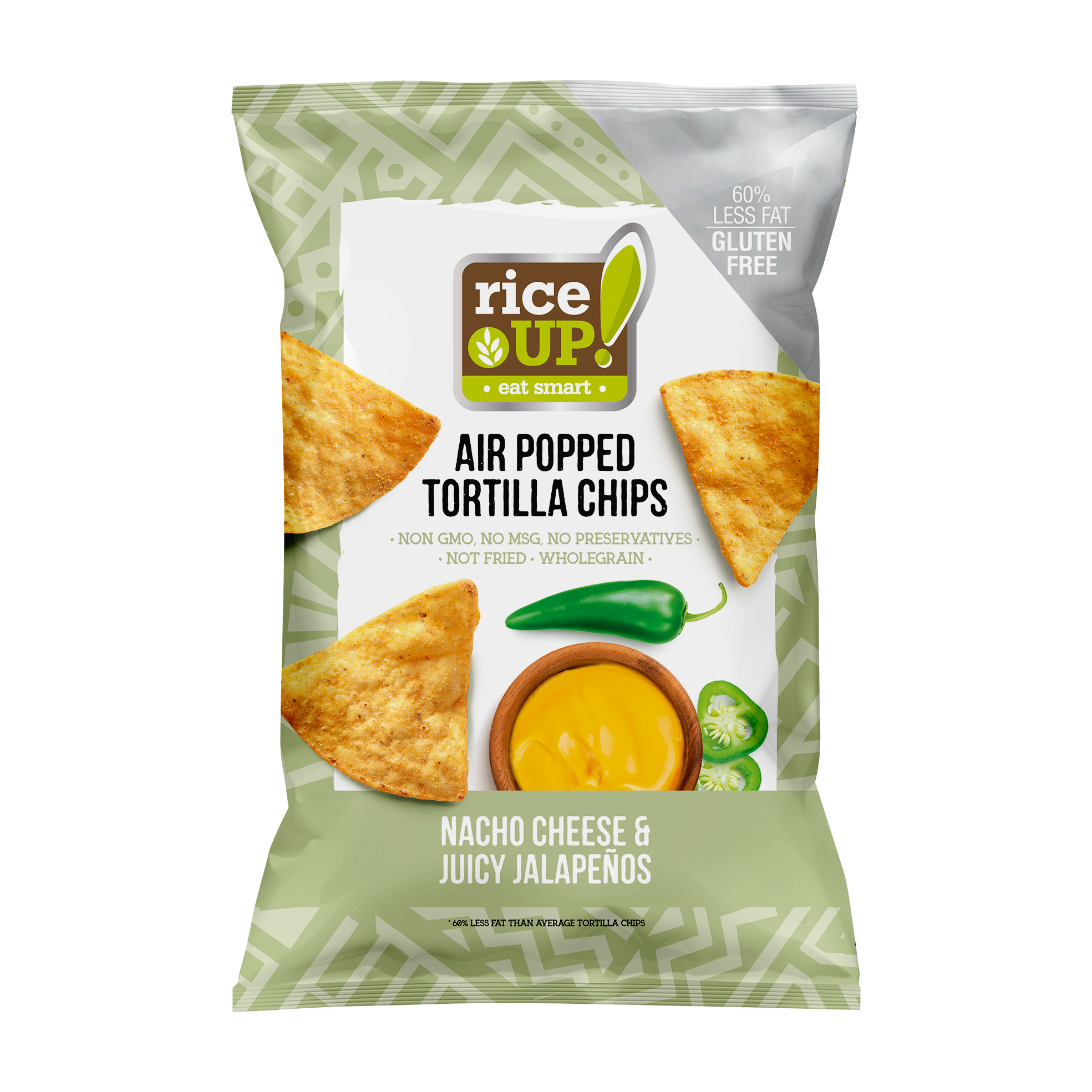 Rice Up tortilla chips s príchuťou nacho syra a jalapeňa 60 g