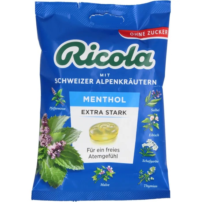 Ricola cukrík extra silný mentol v sáčku 75 g