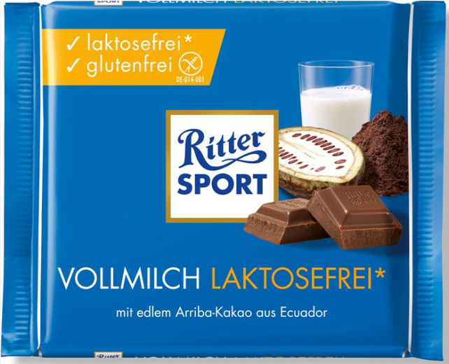 Ritter Sport bezlaktózová mäkká mliečna čokoláda 100 g