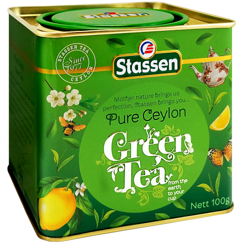 Stassen zelený čaj sypaný v plechovej dóze 100 g