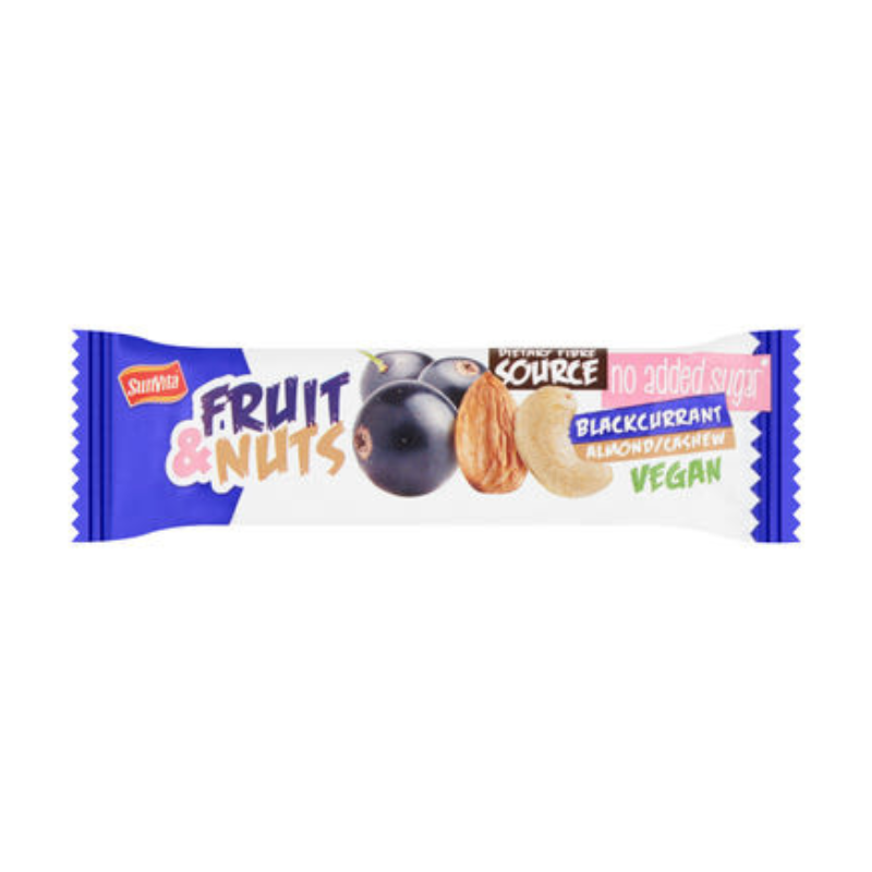 Sunvita ovocná tyčinka s čiernymi ríbezľami, kešu a mandľami 30 g
