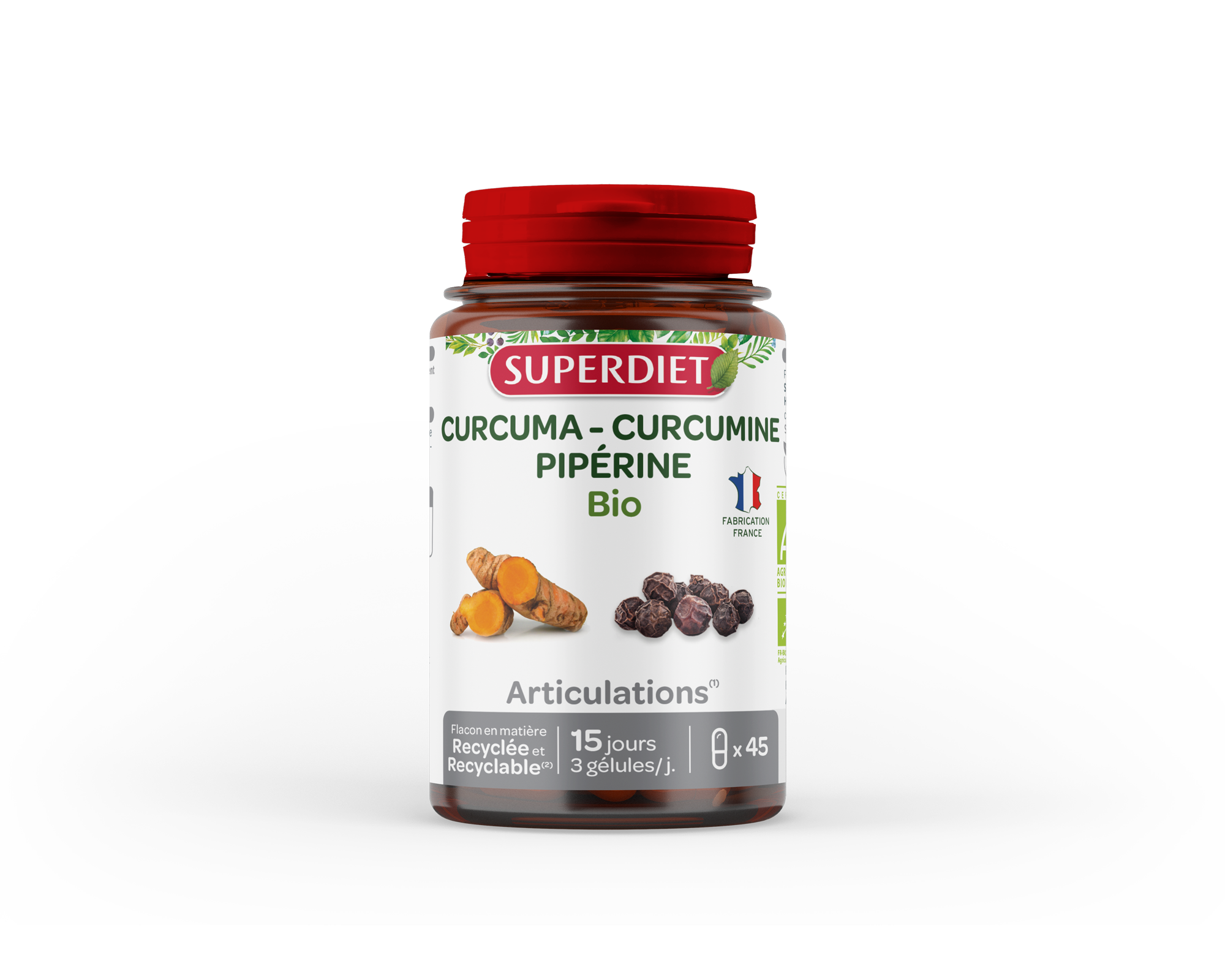 Superdiet kurkuma čierne korenie kapsula na podporu kĺbov vegán 45 ks