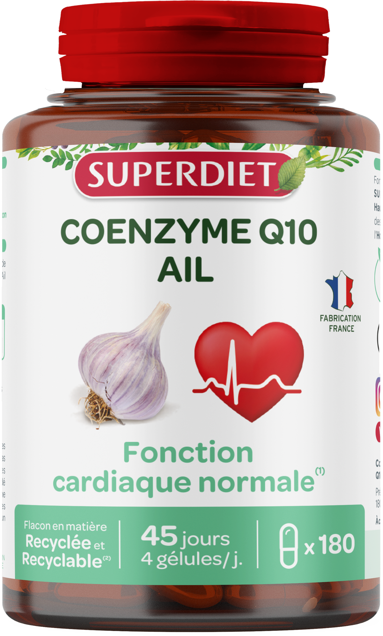 Superdiet koenzým Q10 + extrakt z cesnaku, na podporu srdca a cievneho systému 180 ks