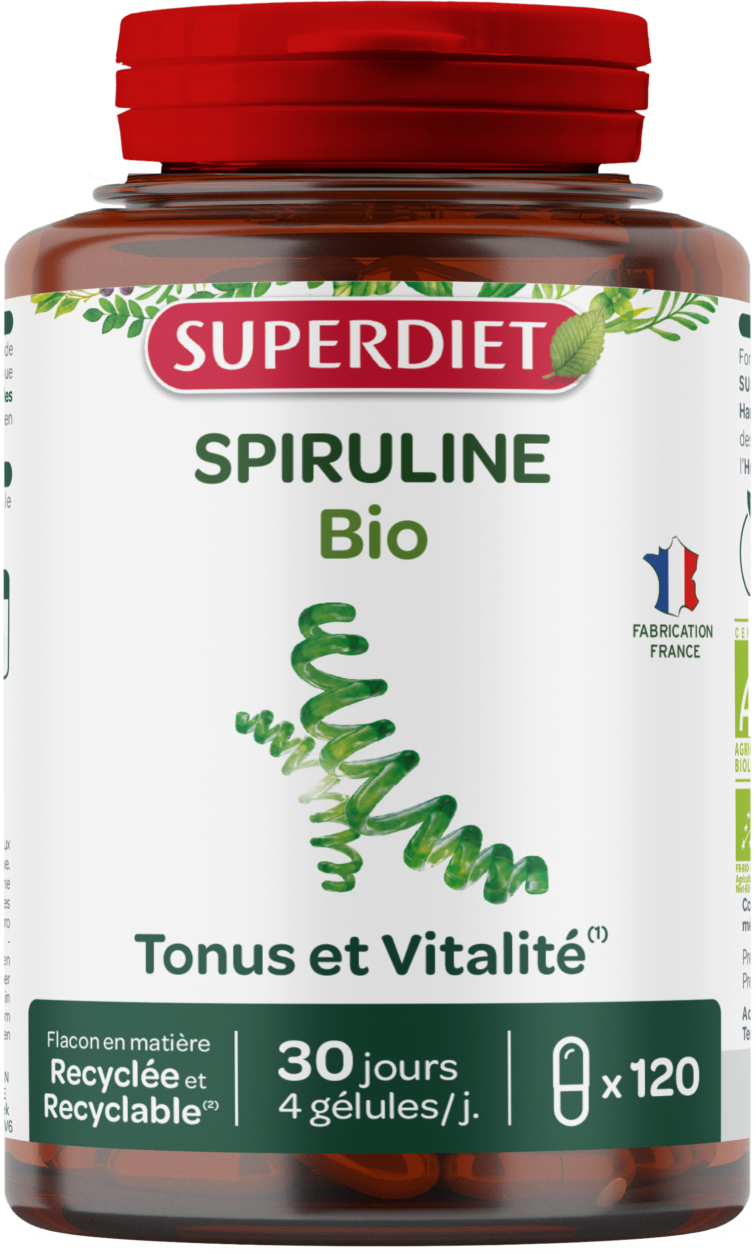 Superdiet Spirulina Energia a Vitalita Vegán – 120 kapsúl