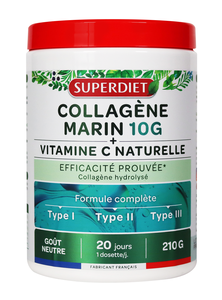 Superdiet morský kolagénový prášok typ I, II, III + prírodný vitamín C 210 g