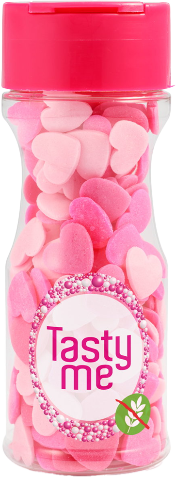 Tasty Me bezlepkový mix cukrových ozdôb srdiečok ružovej farby 50 g