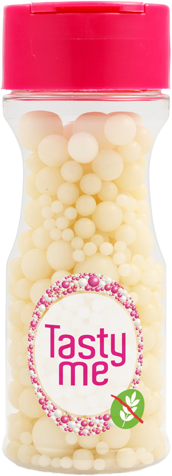 Tasty Me bezlepkový cukrový korálkový mix na dekoráciu torty biela 70 g