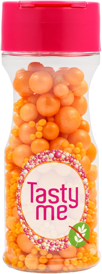 Tasty Me bezlepkový mix cukrových perličiek na dekoráciu torty oranžová 70 g