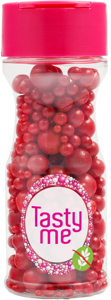 Tasty Me bezlepkový cukrový korále tortový dekor mix červený 70 g