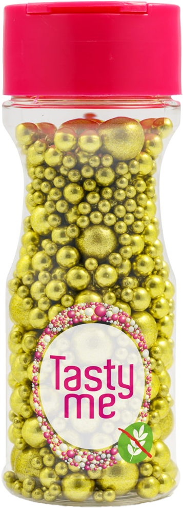 Tasty Me bezlepkový metalický perlový mix na torty zlatý 75 g