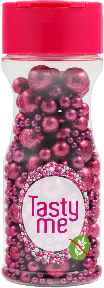 Tasty Me bezlepkové metalické perličky mix na tortu fuchsia 75 g