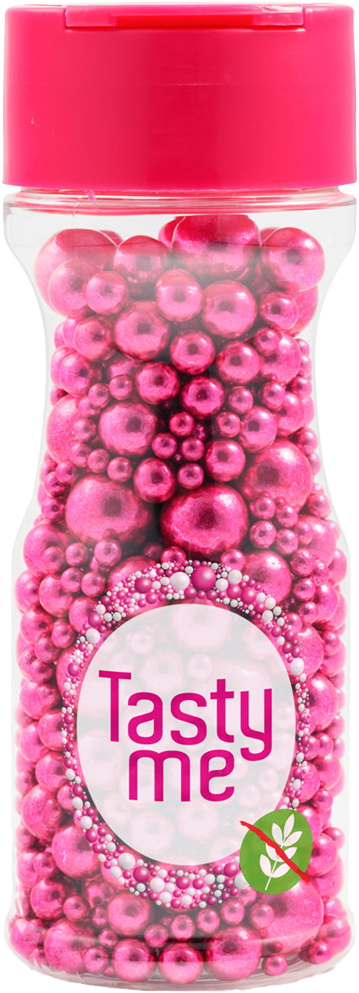 Tasty Me bezlepkové metalické perly na dekoračiu torty mix ružová 75 g