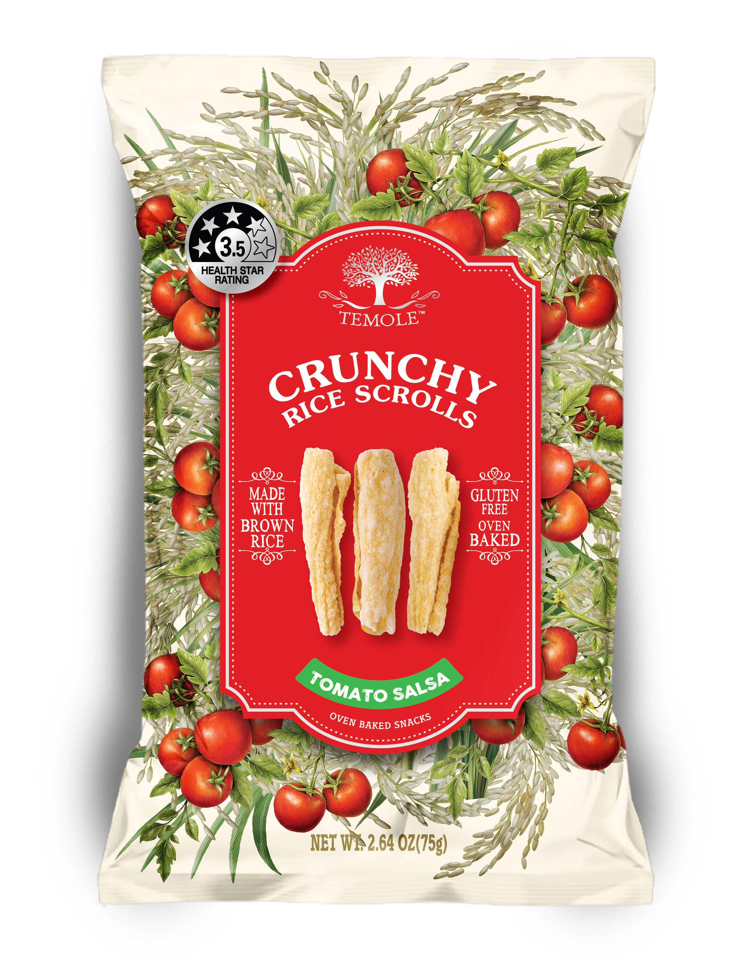 Temole chrumkavé ryžové rolky s príchuťou paradajkovej salsy 75 g