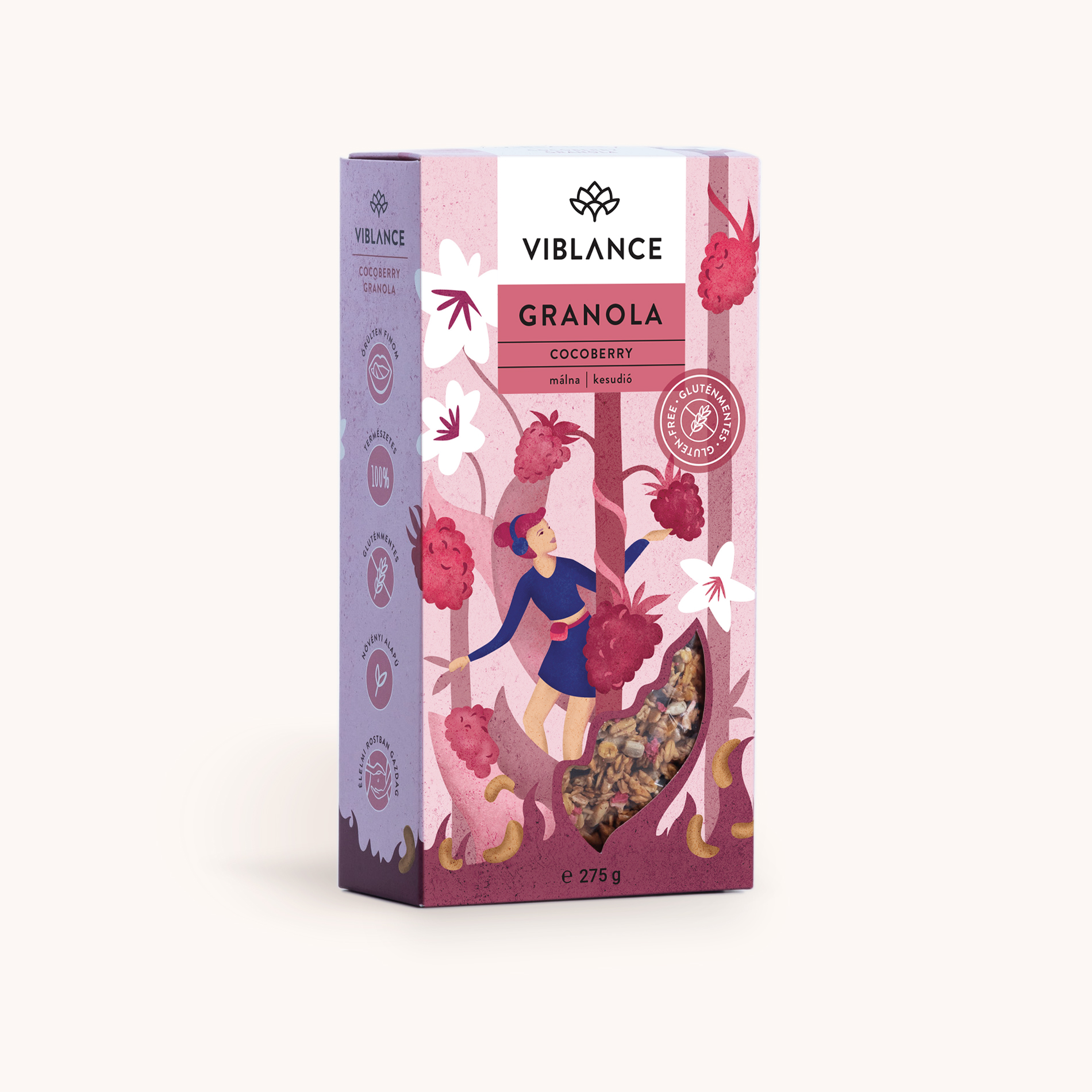 Viblance granola s kokosom, malinami a kešu 275 g