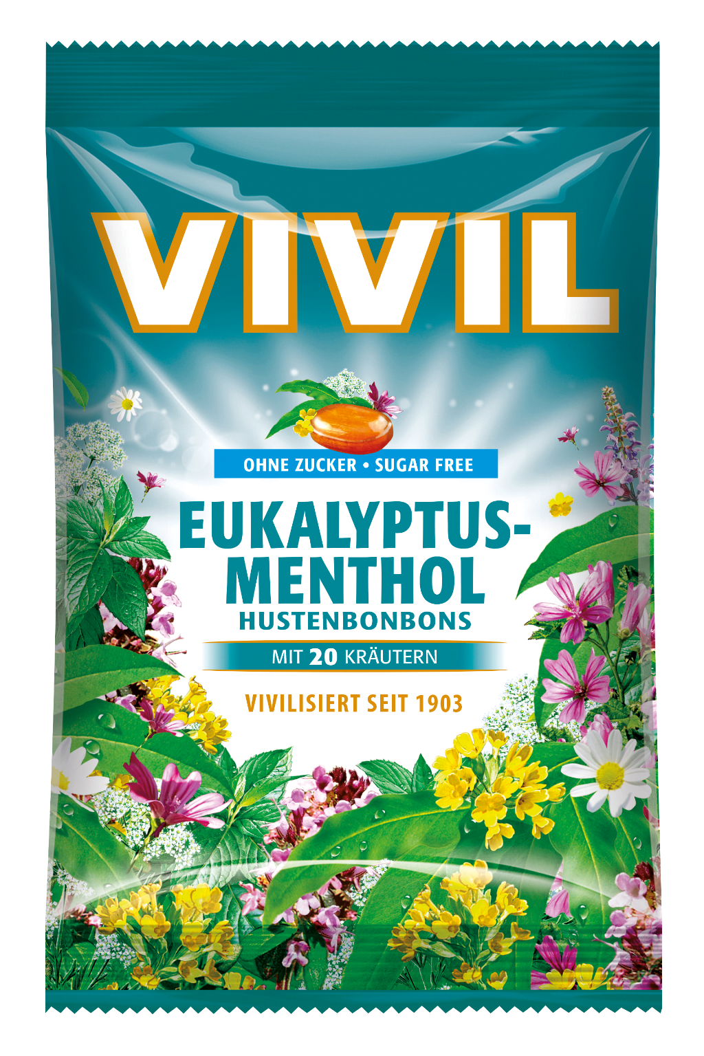 Vivil bylinné cukríky eukalyptus-mentol 60 g