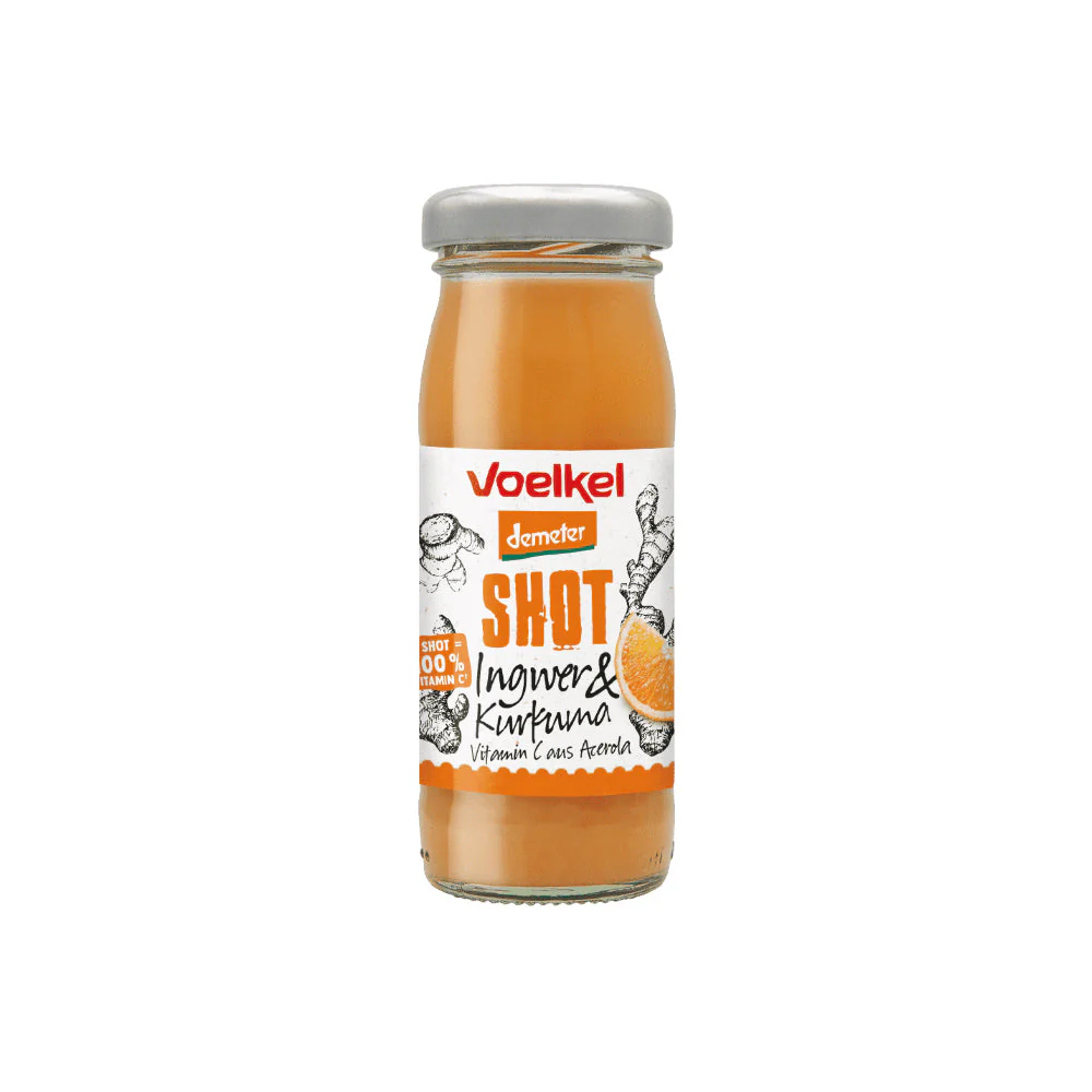 Voelkel bio demeter zázvorový shot s kurkumou 95 ml